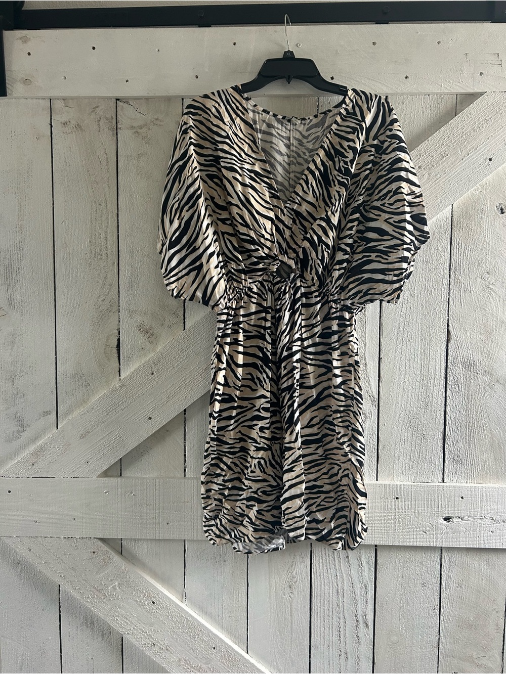 Zebra Print coverup Dress - Black & Cream